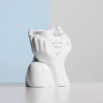 White Ceramic Face Vase for Modern Home Decor