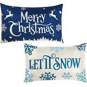 Christmas Throw Pillow Covers - Merry & Let It Snow