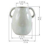 White Ceramic Vase with 2 Handles - 7 Inch