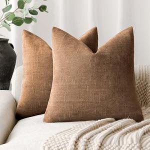 Two Soft Textured Square Decorative Pillow Covers