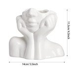 White Ceramic Face Vase for Modern Home Decor