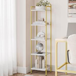 White Gold 5-Tier Industrial Corner Bookcase