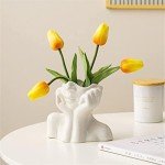 White Ceramic Face Vase for Modern Home Decor