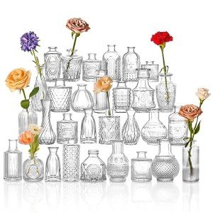 30-Pack Clear Glass Bud Vases for Events