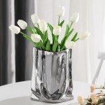 Small Silver Modern Ceramic Flower Vase