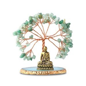 Buddha Statue with Healing Crystal Tree Decor
