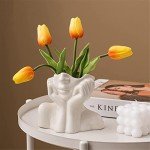 White Ceramic Face Vase for Modern Home Decor