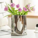 Small Silver Modern Ceramic Flower Vase