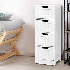 4-Drawer Wooden Bathroom Storage Cabinet in White