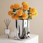 Small Silver Modern Ceramic Flower Vase