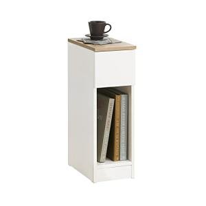 White and Natural Nightstand End Sofa Table