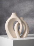 Set of White Ceramic Vases with Handles