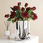 Small Silver Modern Ceramic Flower Vase