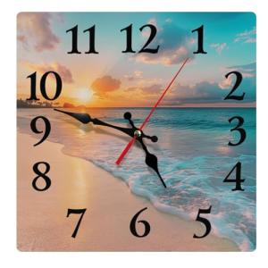 Beach Blue Square Silent Wall Clock - 12 Inch