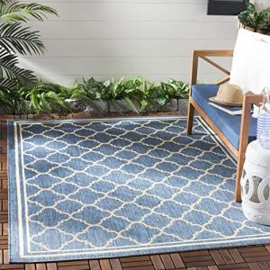 Blue/Beige Trellis Indoor/Outdoor Splashproof Area Rug