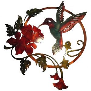 Round Metal Hummingbird Wall Art Decor