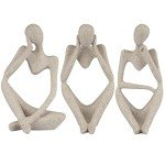 Set of 3 Modern Thinker Resin Sculptures