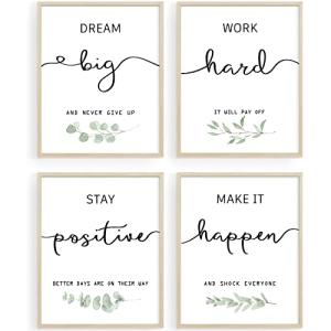 Motivational Black and White Wall Art Set of 4