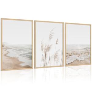 Set of 3 Beach Boho Coastal Canvas Prints