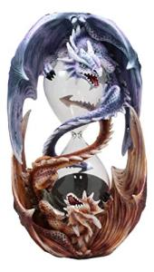 Dual Dragon Sand Timer Statue by Anne Stokes