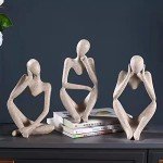 Set of 3 Modern Thinker Resin Sculptures