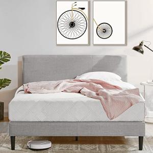 ZINUS Queen Upholstered Platform Bed Frame, Light Gray