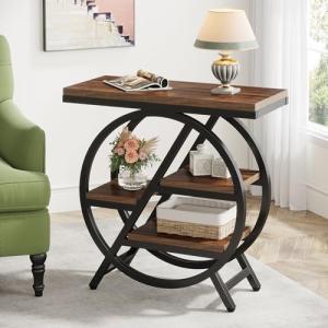 Narrow 3-Tier Sofa End Table with Storage