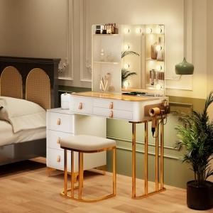 Dystler Makeup Vanity Table with Mirror and Lights
