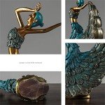 Golden Blue Peacock Dancer Statue Decor