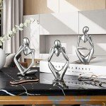 Silver Thinker Statue Set - 3 Piece Modern Decor
