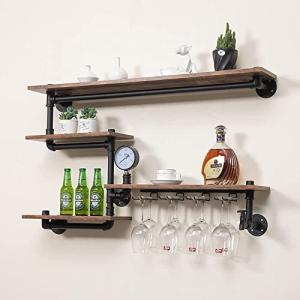 Industrial Pipe Wine Rack with Stem Glass Holder