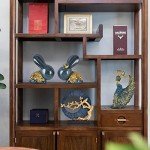 Golden Blue Peacock Dancer Statue Decor