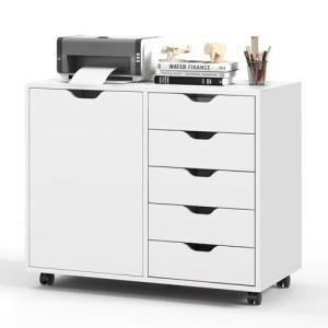 Giantex 5-Drawer Mobile Side Cabinet with Wheels