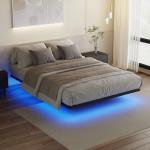 Queen Size Floating Bed Frame with LED Lights