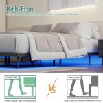Queen Size Floating Bed Frame with LED Lights