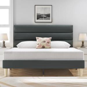 Grey Velvet Queen Bed Frame with Storage Space