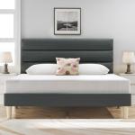 Grey Velvet Queen Bed Frame with Storage Space