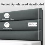 Grey Velvet Queen Bed Frame with Storage Space