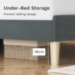 Grey Velvet Queen Bed Frame with Storage Space