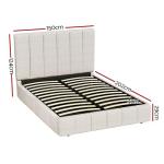 Beige Double Bed Frame with Storage and Comfort