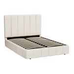 Beige Double Bed Frame with Storage and Comfort
