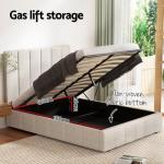 Beige Double Bed Frame with Storage and Comfort