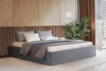Modern Grey Upholstered Queen Bed Frame with Storage