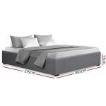 Modern Grey Upholstered Queen Bed Frame with Storage