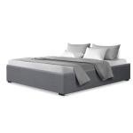 Modern Grey Upholstered Queen Bed Frame with Storage