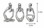 Silver Thinker Statue Set - 3 Piece Modern Decor