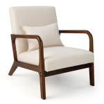 Beige Modern Accent Chair with Lumbar Pillow