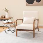 Beige Modern Accent Chair with Lumbar Pillow