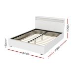 Artiss Queen Bed Frame Platform RGB LED Headboard Gas Lift Beds Base with Storage Space Frames Bedroom Room Decor Home Furniture, Upholstered with White PVC Leather + Foam + Wood, Modern Design