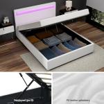 Artiss Queen Bed Frame Platform RGB LED Headboard Gas Lift Beds Base with Storage Space Frames Bedroom Room Decor Home Furniture, Upholstered with White PVC Leather + Foam + Wood, Modern Design